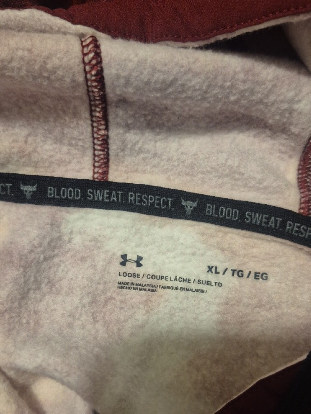 Under Armour Maroon Hoodie with Orange & Cream Abstract Print - Picture 10 of 11
